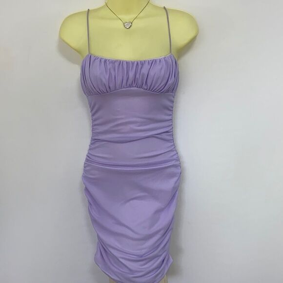 Princess Polly Dress"Penney" Ruched Lilac Mini Dress New With Tag Sz 2 - Picture 1 of 8